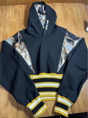 Palm Angel Cropped Patchwork Hoodie Sz XL